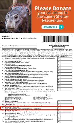 Equine Shelter Rescue Fund & Tax Checkoff PIT-D 2023